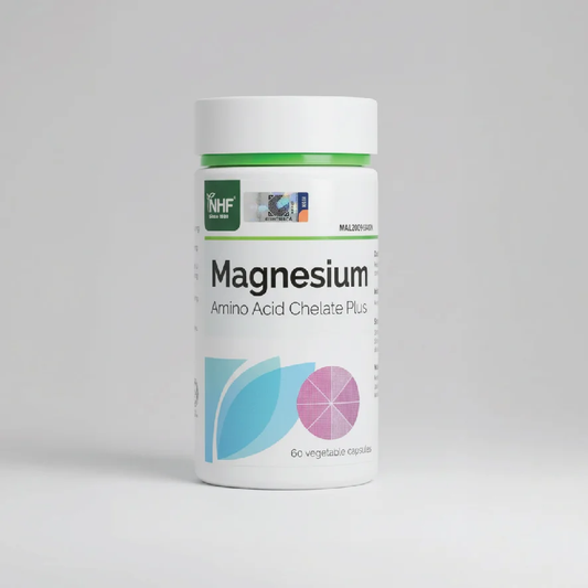 NHF Magnesium Amino Acid Chelate Plus bottle, 60 vegetable capsules