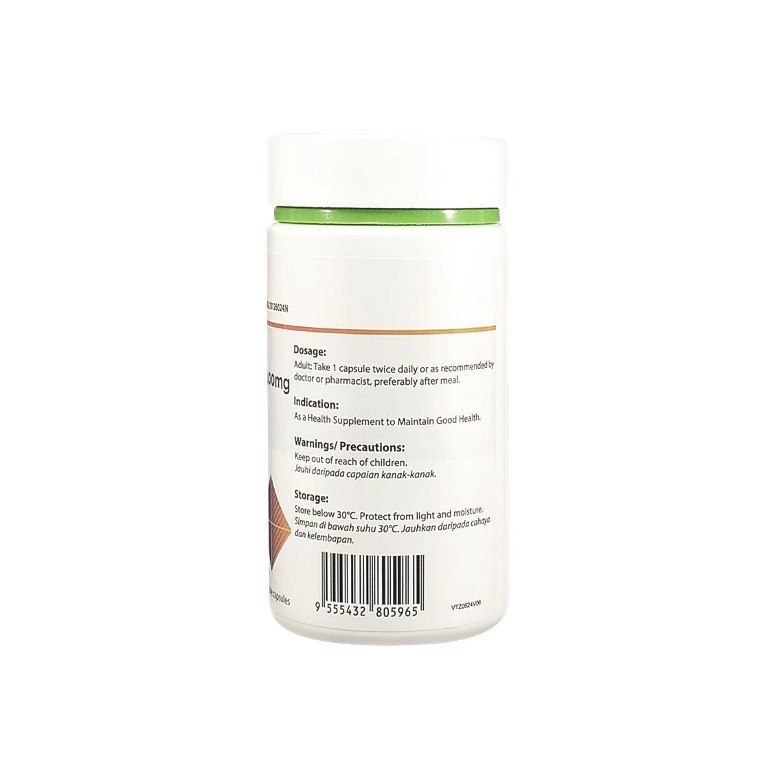 NHF Vitamin C plus Zinc dosage, precautions and storage label