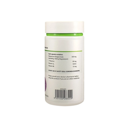 NHF Magnesium label showing ingredients and quantities per capsule